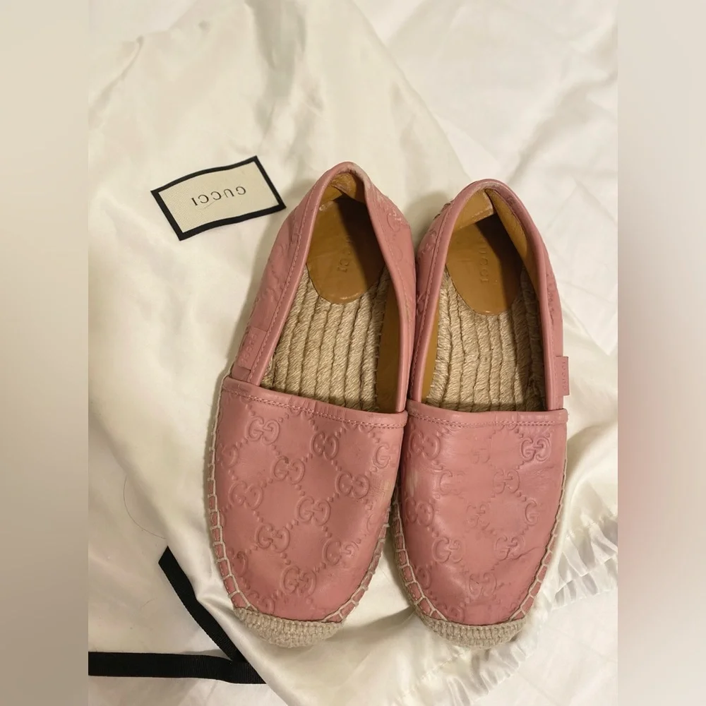 Gucci Pink Espadrille Slip-On Shoes